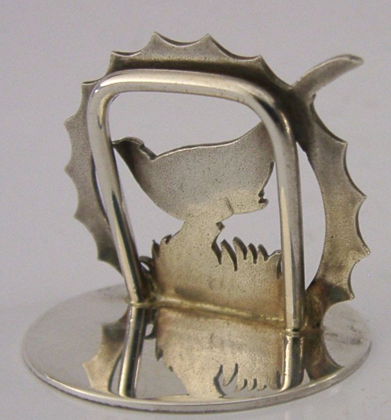 Porte-menu en argent sterling anglais, motif faisan, 1993, chasse photo furniture