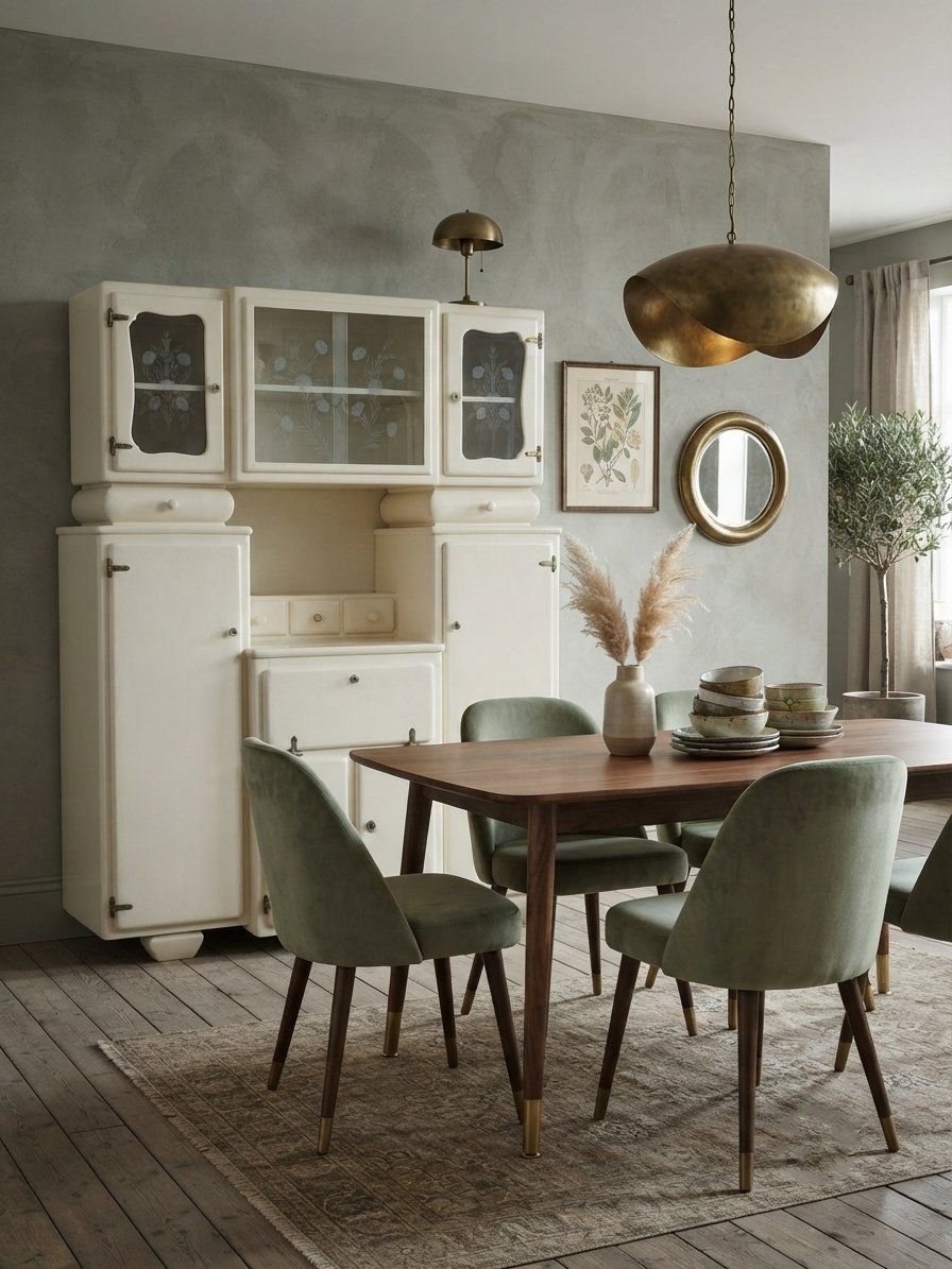 Mid-Century Modern Keukenkast en Dressoir, Gebroken Wit, jaren 1940 photo furniture