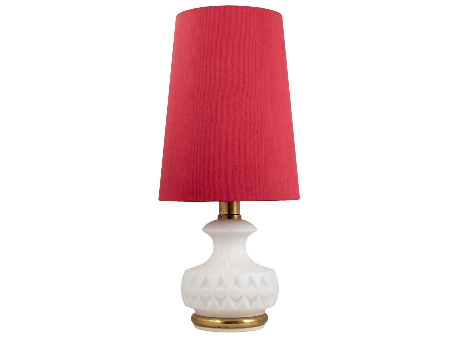 1960s Peill & Putzler Table Lamp Illuminated Base | Mid Century Modern Floor Accent Light Modernist Raspberry Red Atomic Age Space White photo furniture
