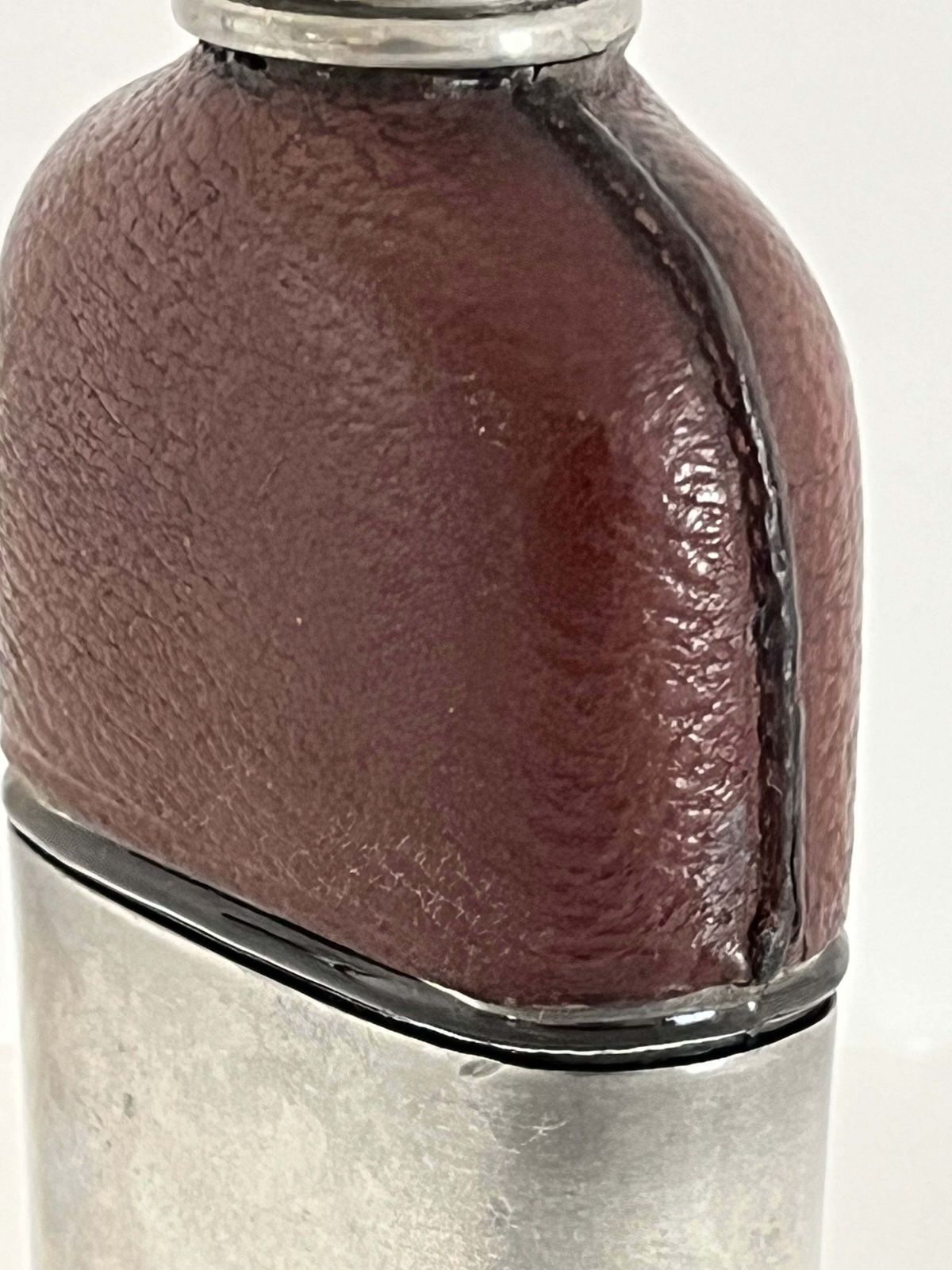 Antique Ladies Hip Flask, Glass & Leather, Pewter Cup, Circa 1890 photo buy