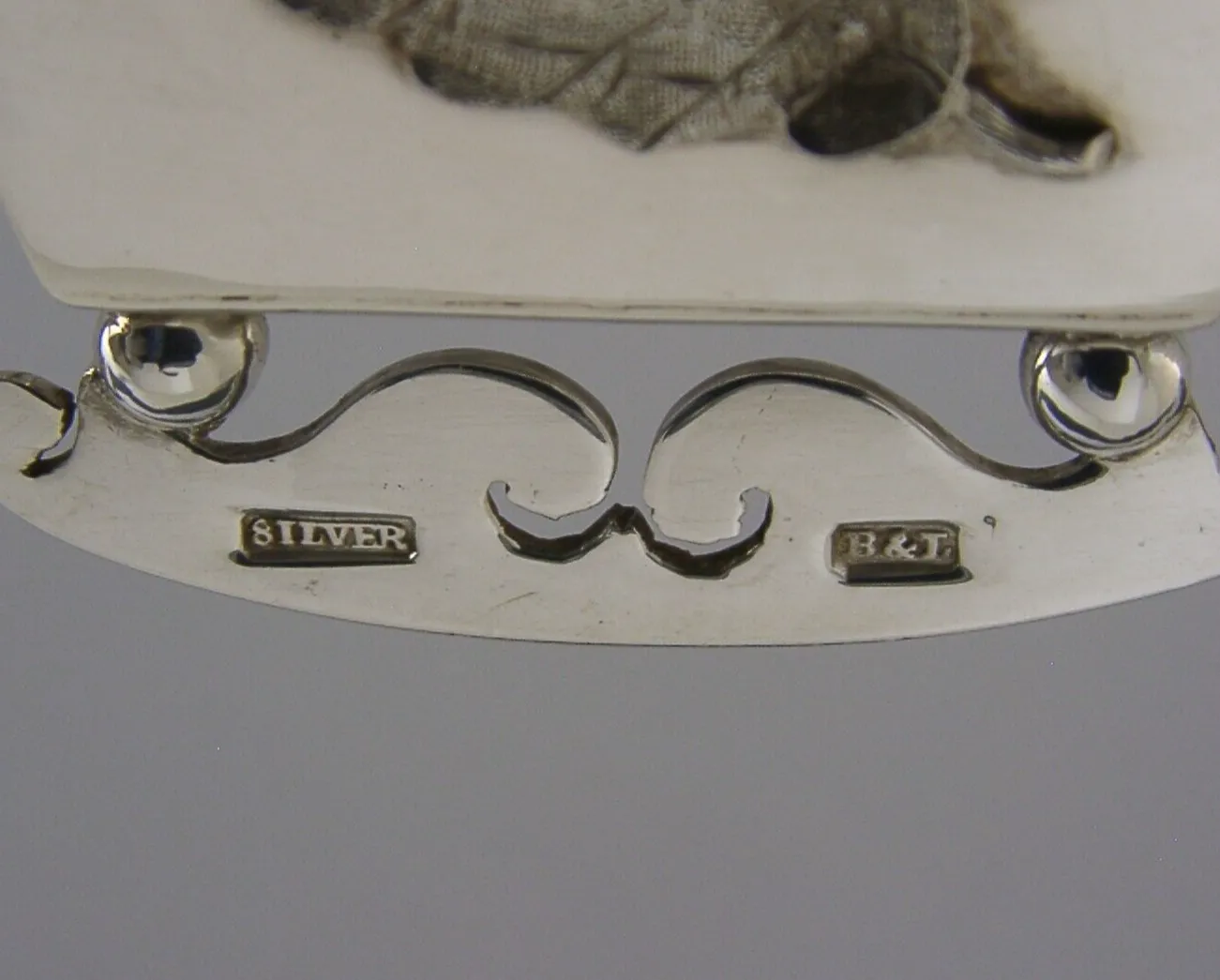 Grand berceau en argent massif d'époque, XIXe siècle, 96 g, poinçon B&L photo vintage