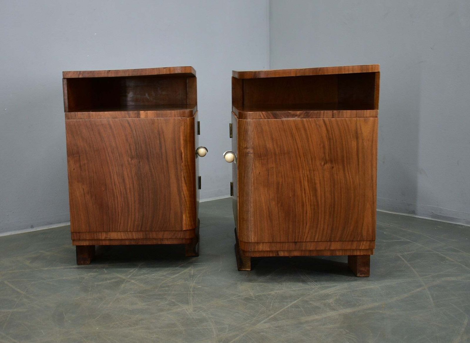 photo buy 1939s Pair Of Art Deco Bedside Tables, Czechoslovakia