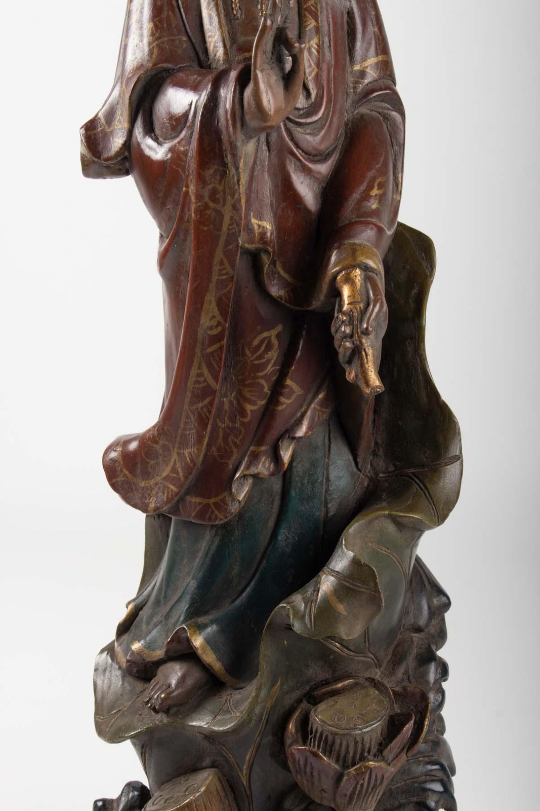 Guanyin In Carved Wood And Polichrome, China, Early 20th Century, Asian Art photo for sale