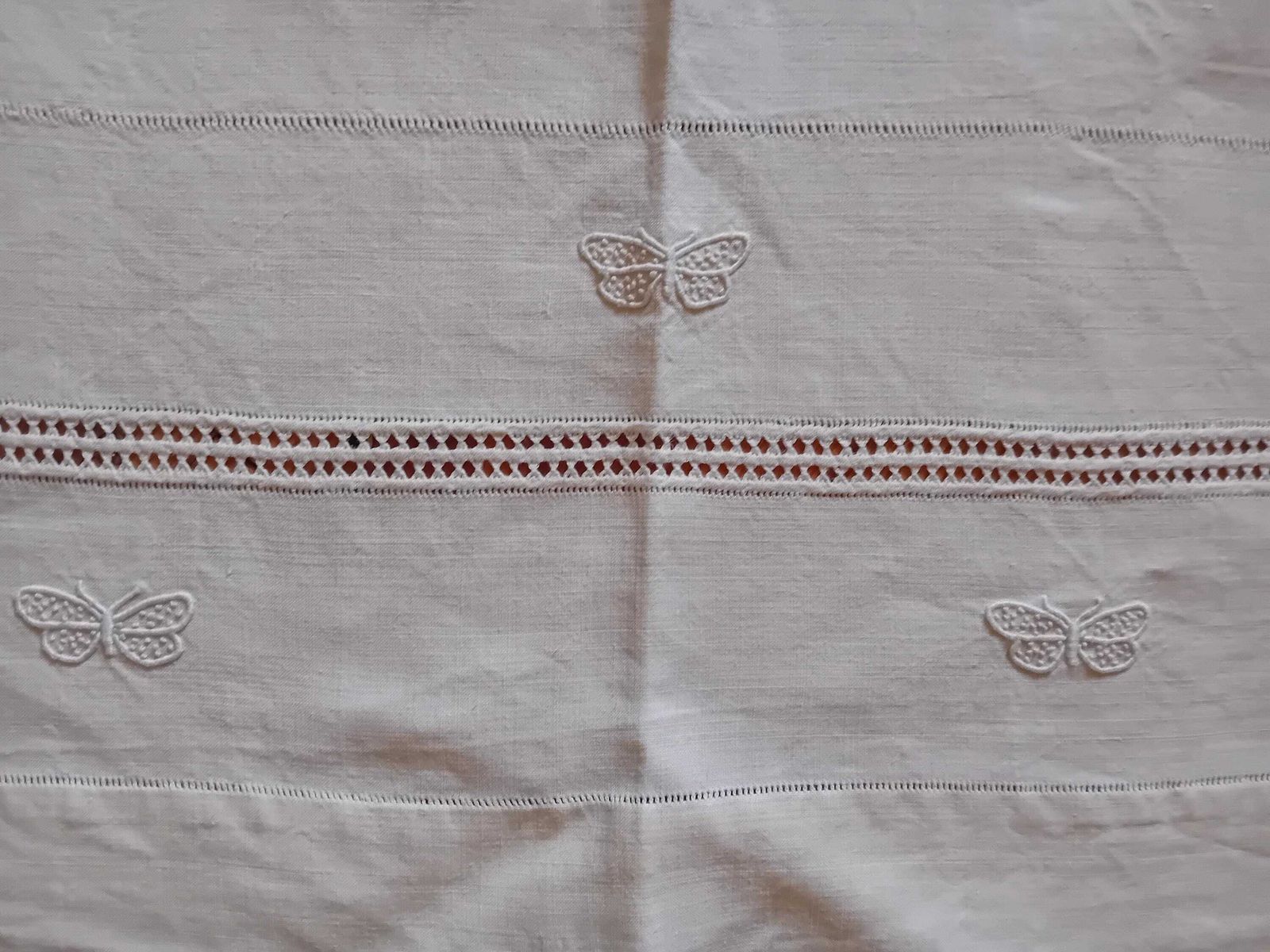 Linen Bed Sheet Monogram G R White Cotton Antique Metis Made In France photo furniture