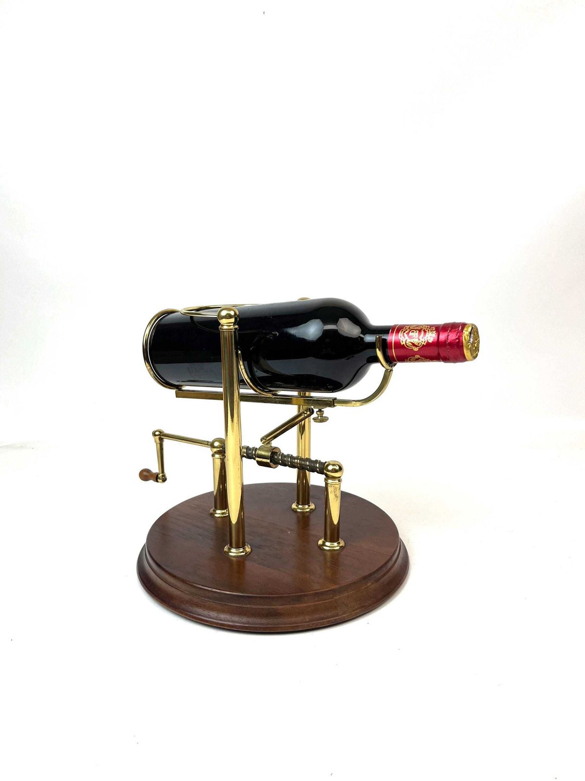 Porte-carafe Art déco mécanique en laiton et bois photo vinterior