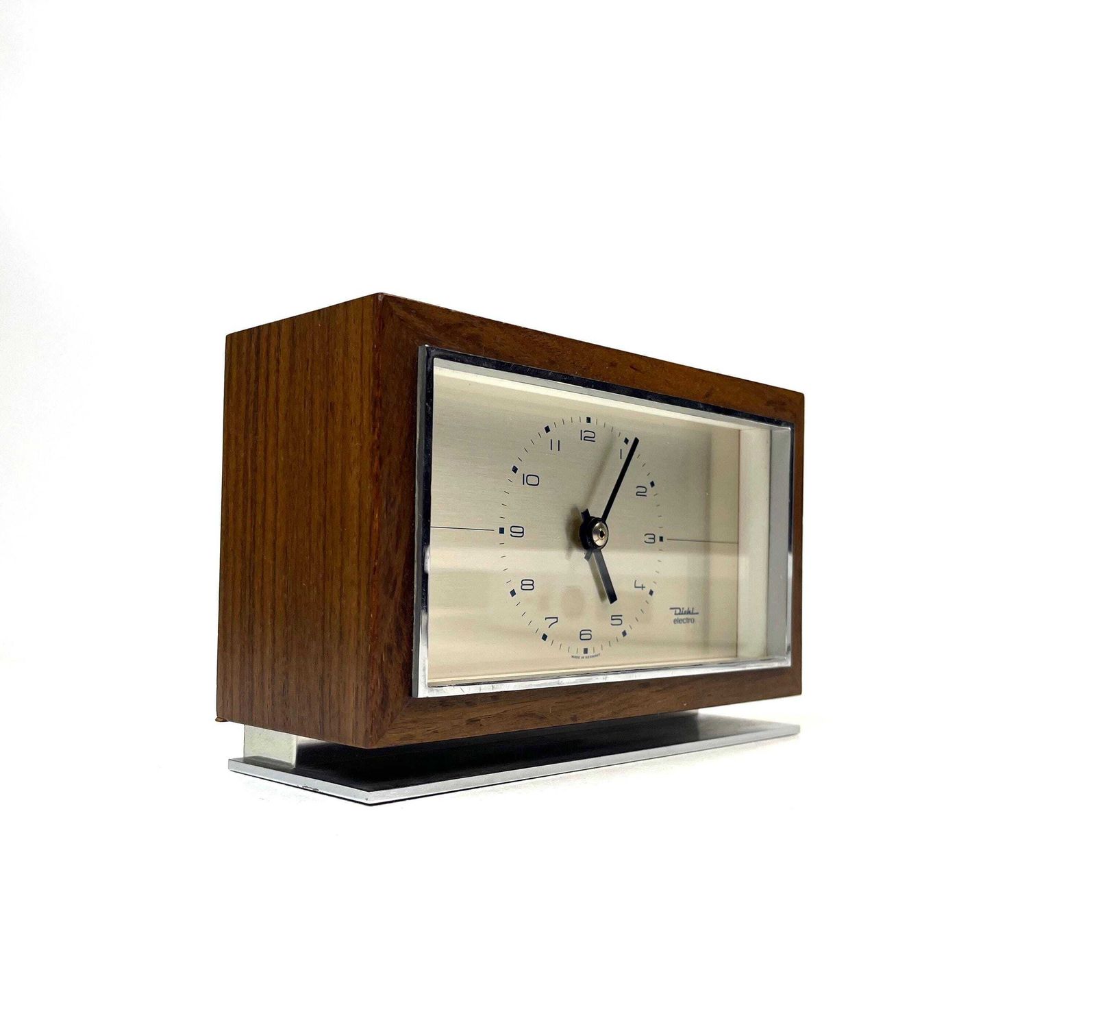 Mid-Century Bureauklok Teak en Chroom van Diehl, Duitsland, 1960 photo 560.0