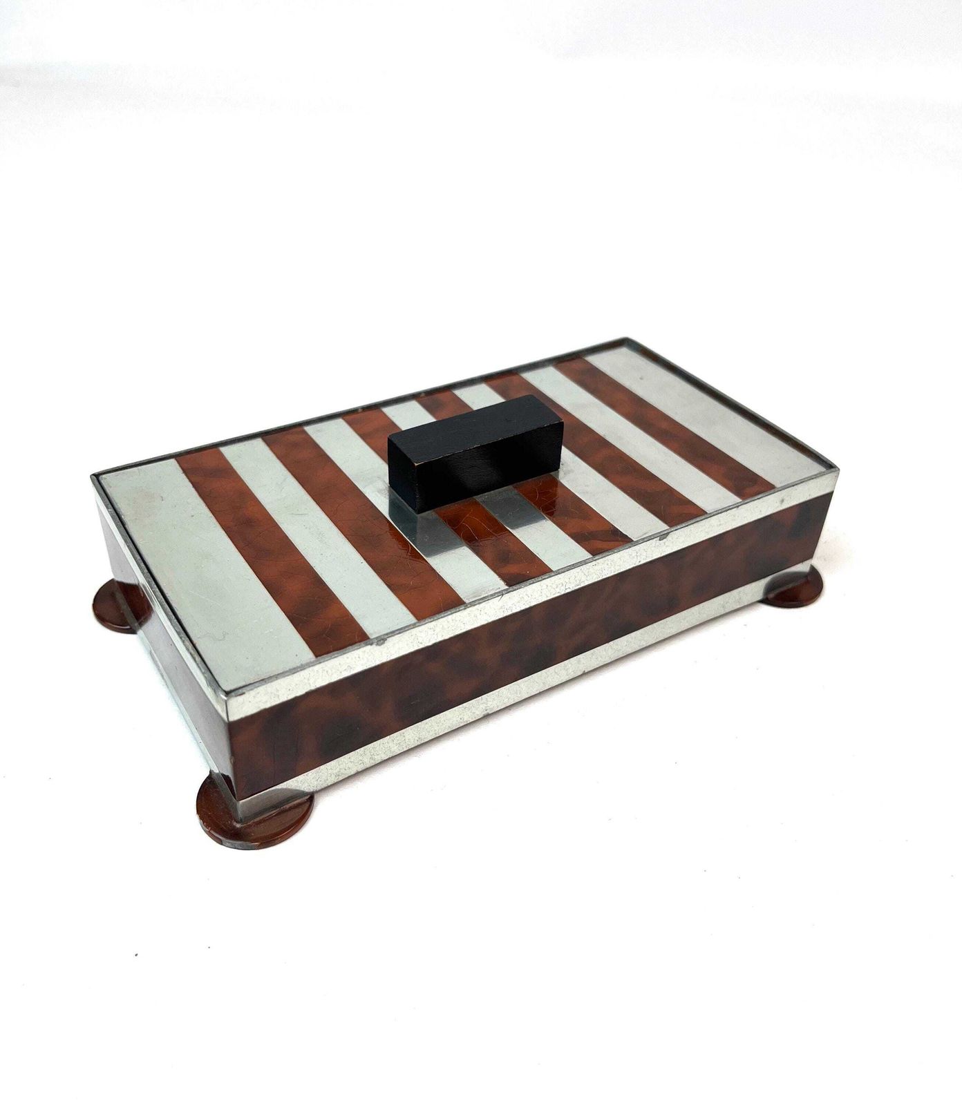 Very Rare Stunning Avant Garde Enamel Bauhaus Art Deco Jewelry Box Germany 1925