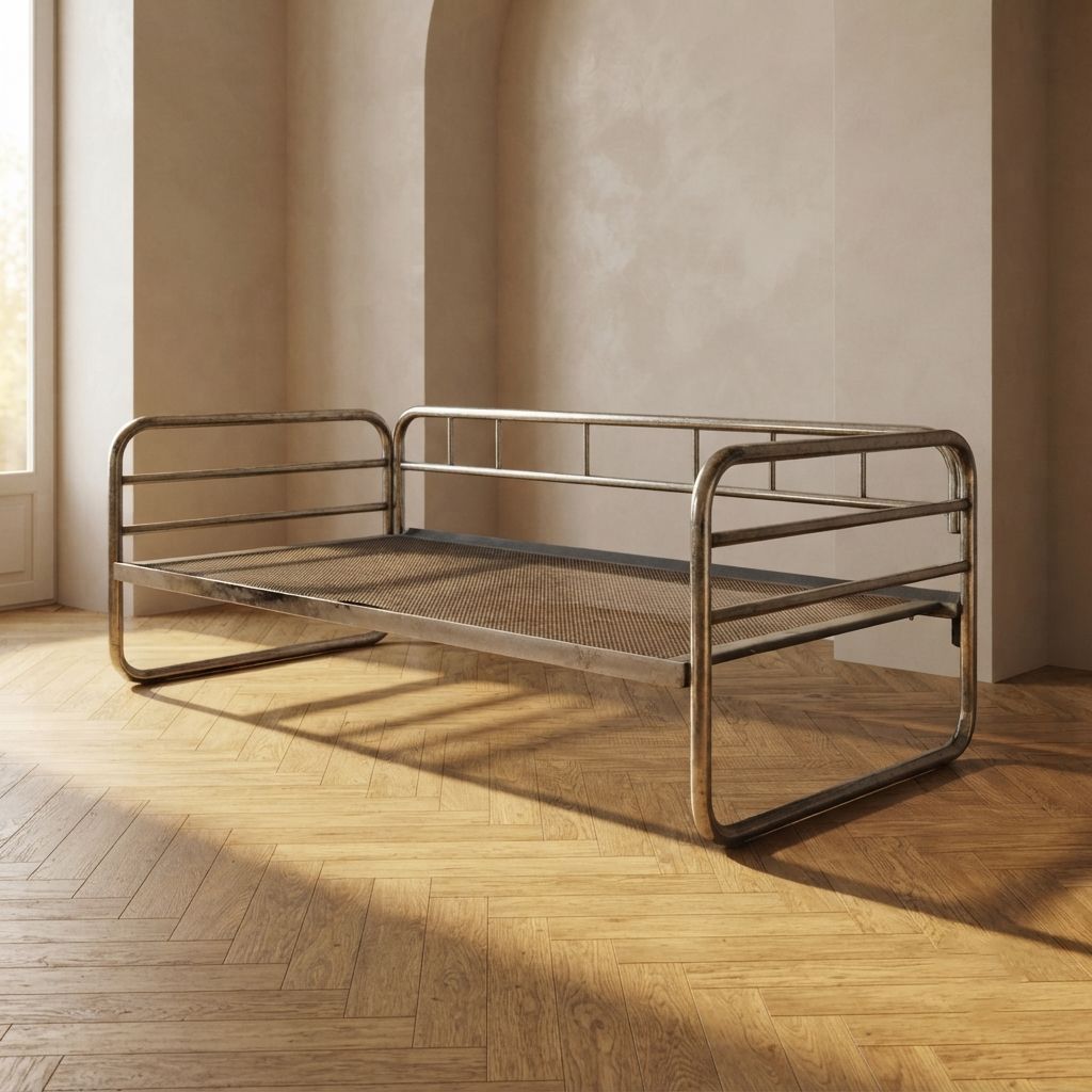 Vintage Chromen Buisstalen Daybedframe, Midden 20e Eeuw, Tsjechoslowakije, 190 × 86 × 67 cm