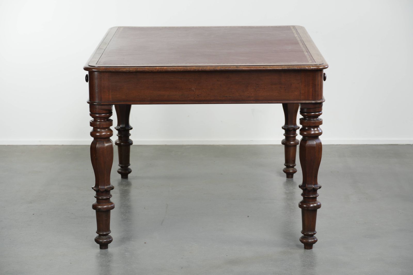 Antique English Writing Desk/Desk/Library Table From The Early 19th Century With A Red Leather Top And A Beautiful Appearance. photo Furniture