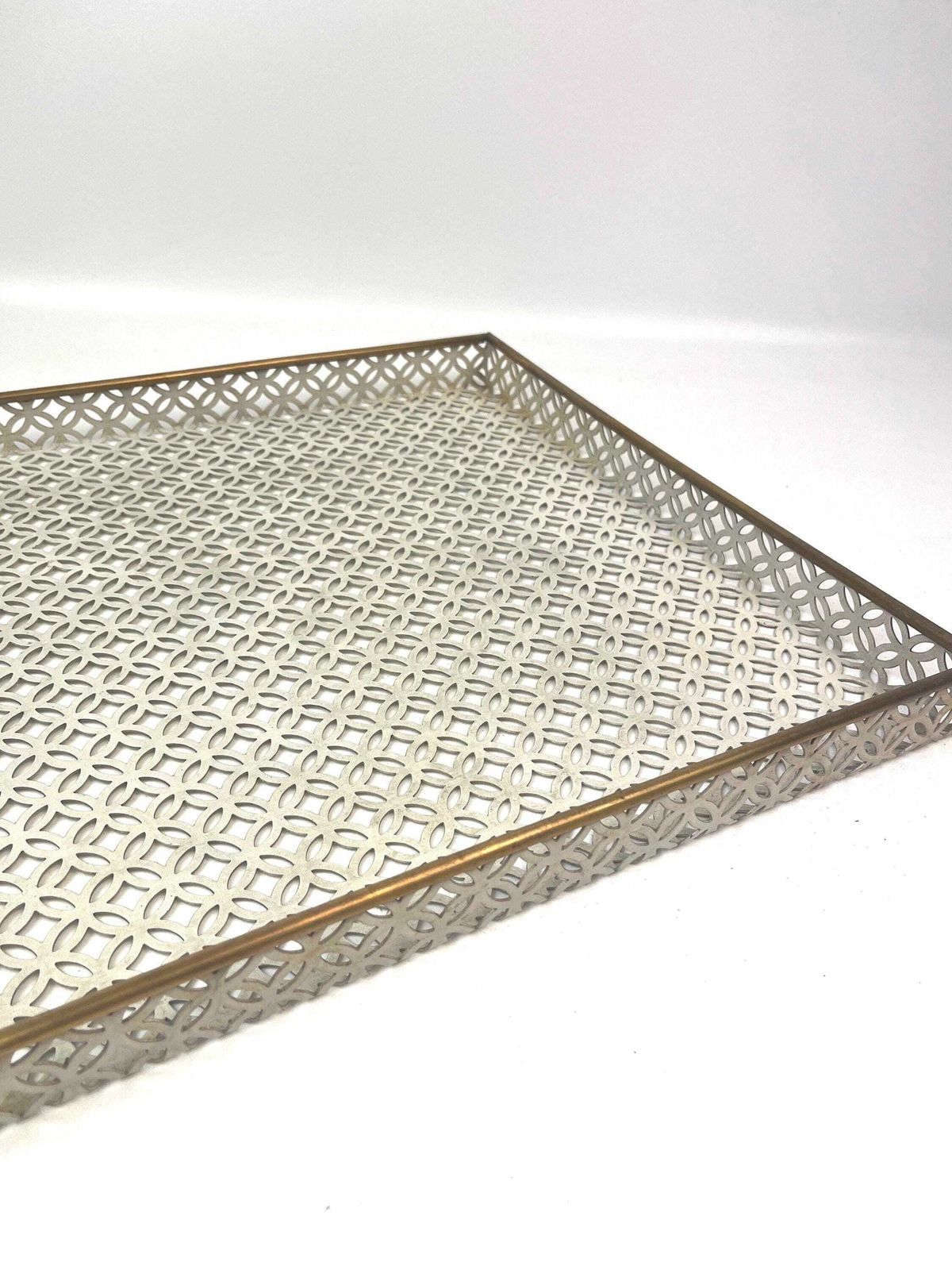 Stunning Large Mathieu Mategot Age Mid Century Perforated Metal Serving Tray France 1950 photo Home Decor