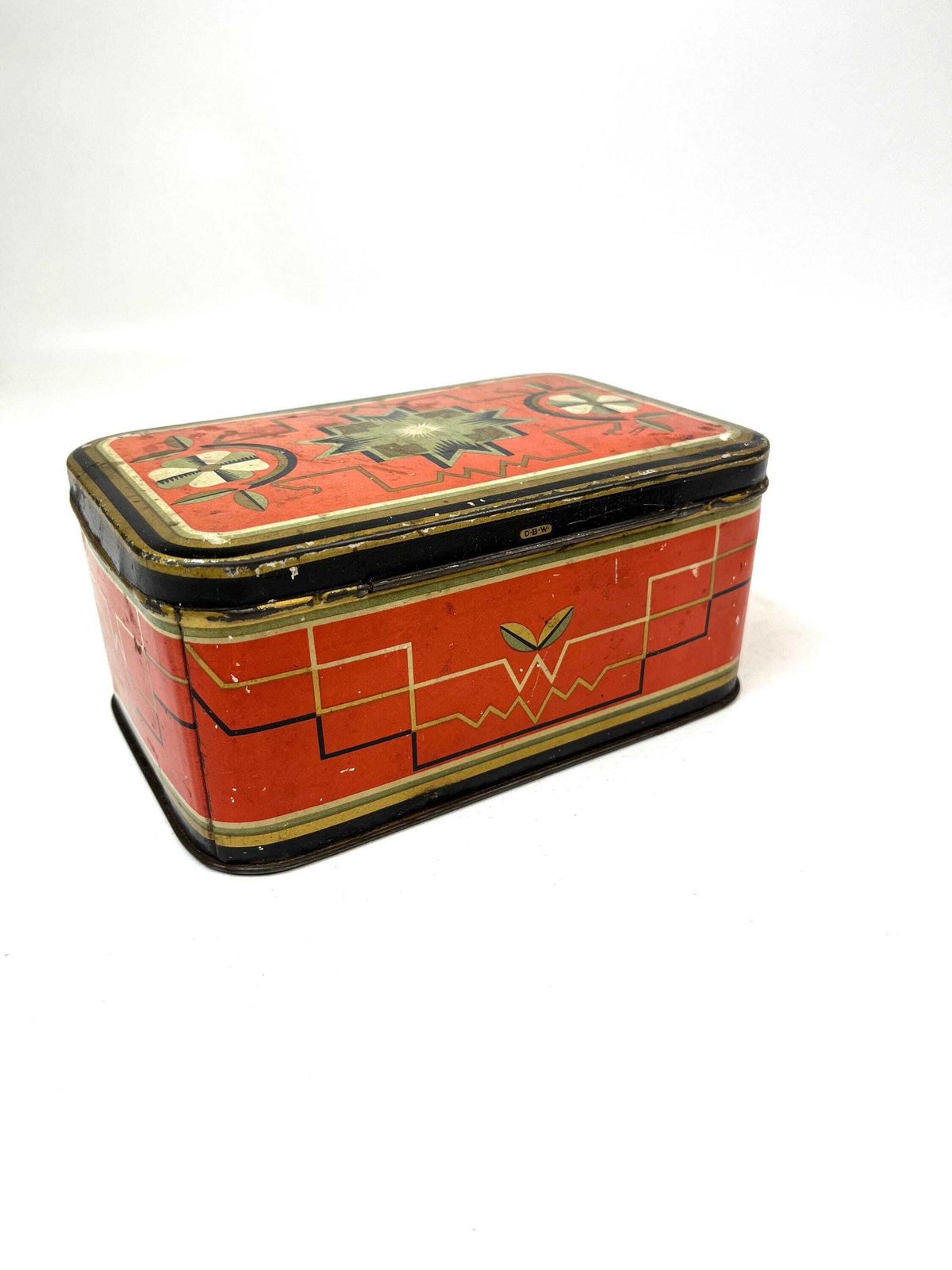 Boîte en métal rouge Art déco, avant-garde, suprématisme, cubisme, Bauhaus, Allemagne, 1925 photo 188.0
