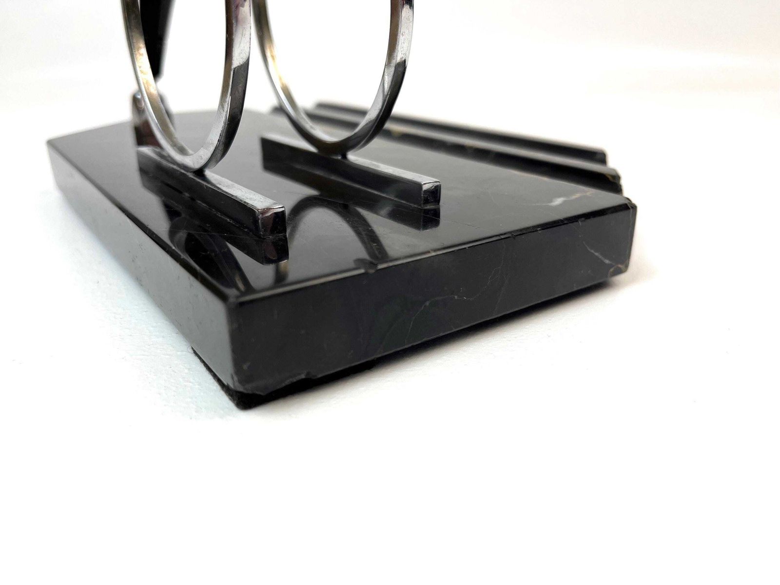 Rare Bauhaus Art Deco Office Letter Holder Desk Organizer Pen Holder Chrome On Portorro Marble 1925 photo buy