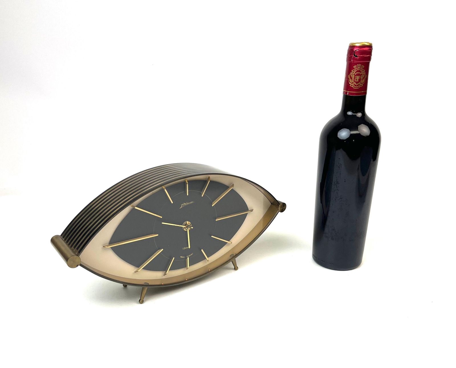 Rare Mid Century Solid Heavy Brass Eyeball Desk Clock By Richard Rau Atlanta Germany 1960 photo 957.0