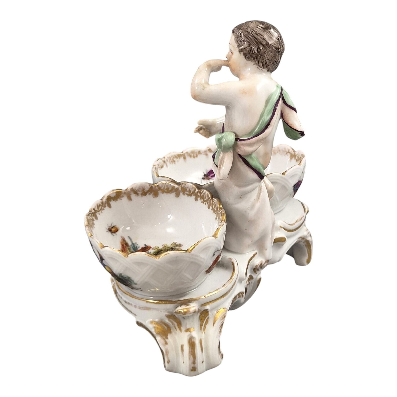 German Kpm Berlin Rococo Revival Figural Double Salt Cellar, C.1870 1890 photo for sale