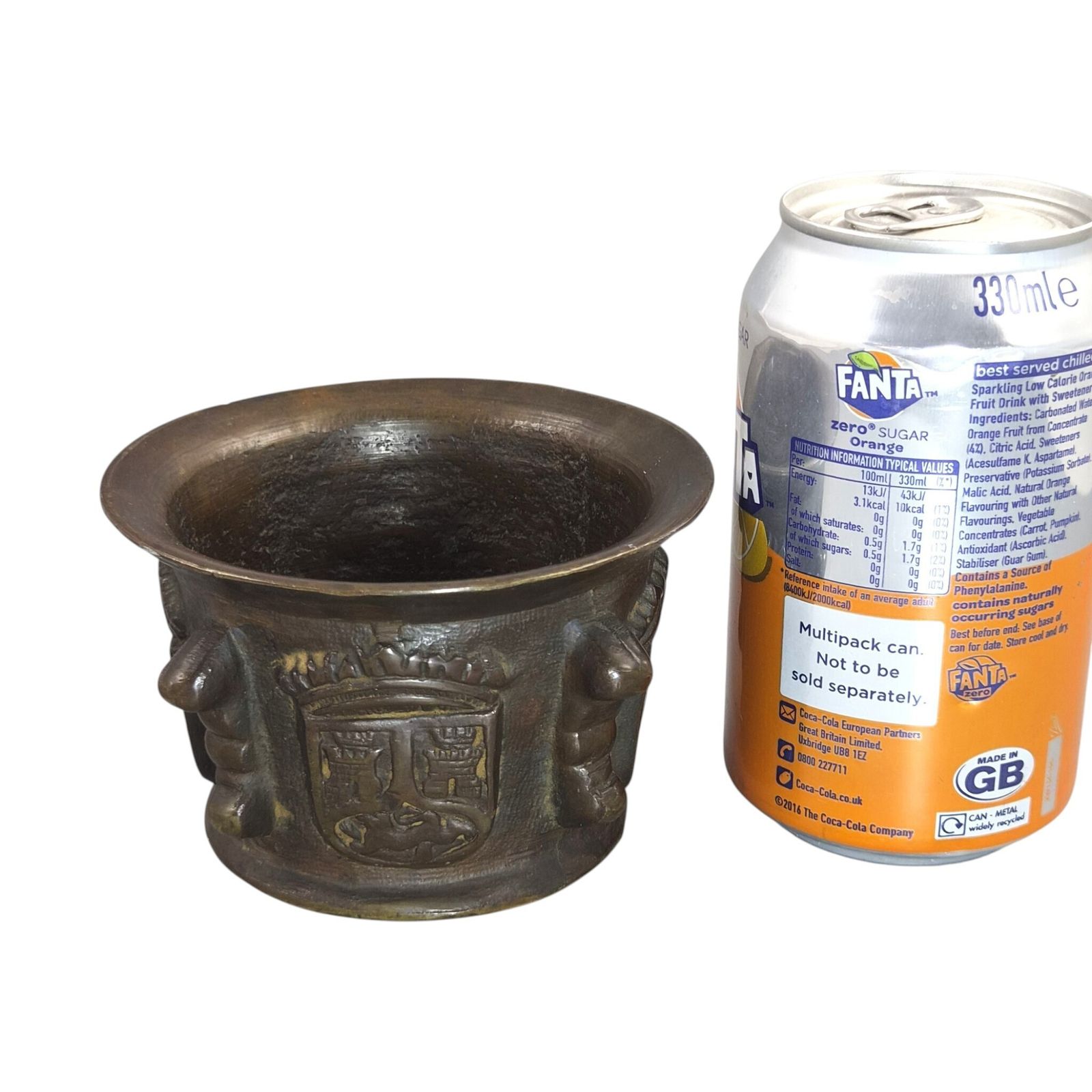500.0 Spanish Cast Bronze Apothecary Mortar With House Of Enríquez Heraldry, C.1650 1720 photo