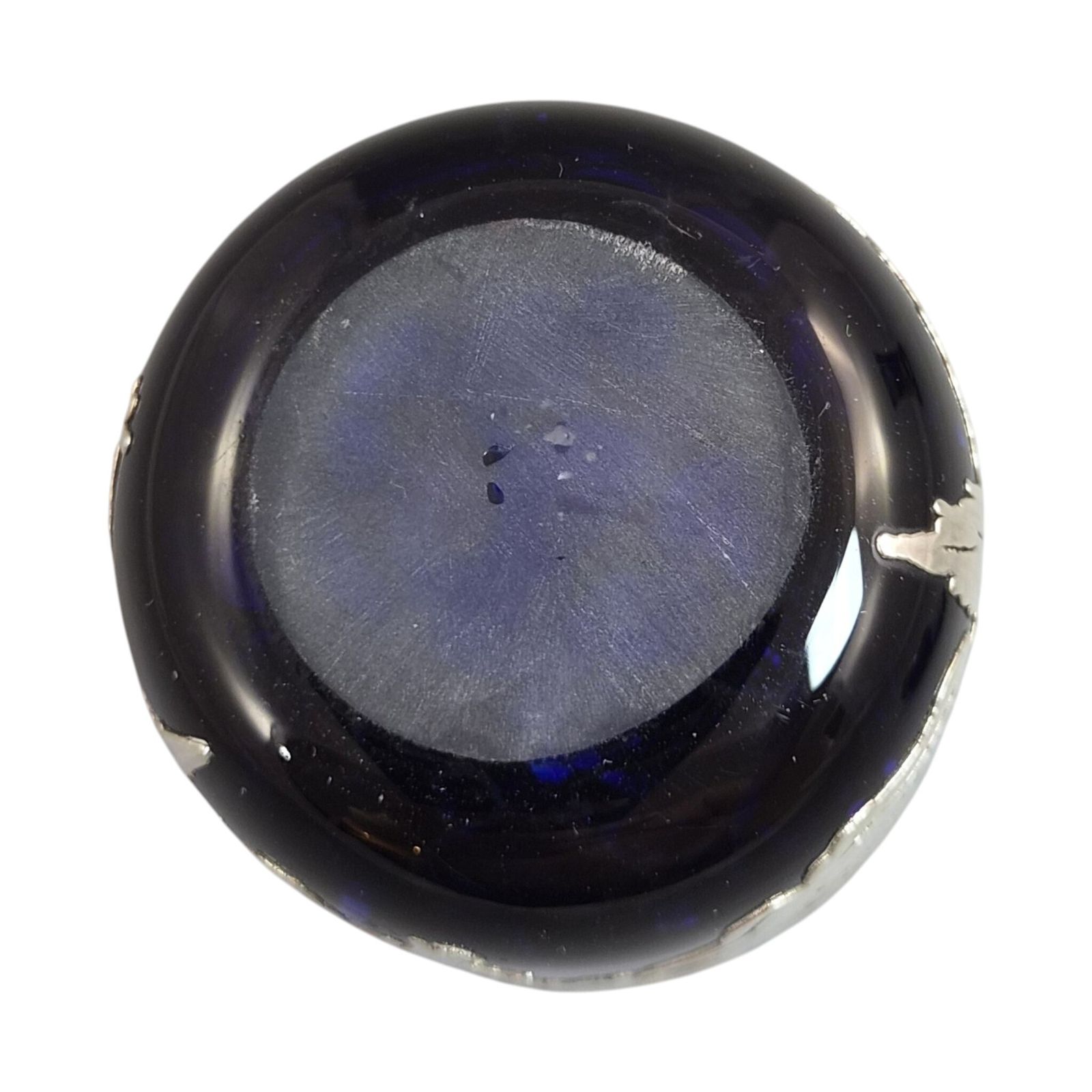 450.0 Laugharne Glass, Wales, Vintage Kobaltglazen Vaas En Parfumfles Met Sterling Zilveren Overlay, Ca. 1980s photo