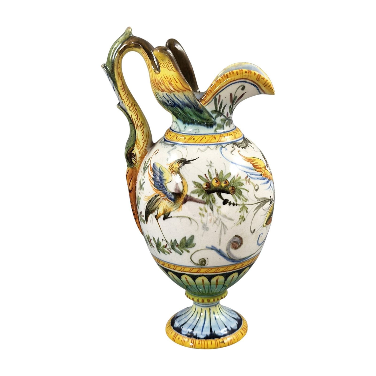 Italiaanse Cantagalli Renaissance Revival Majolica Ewer & Vase, Florence, ca. 1890 photo for sale