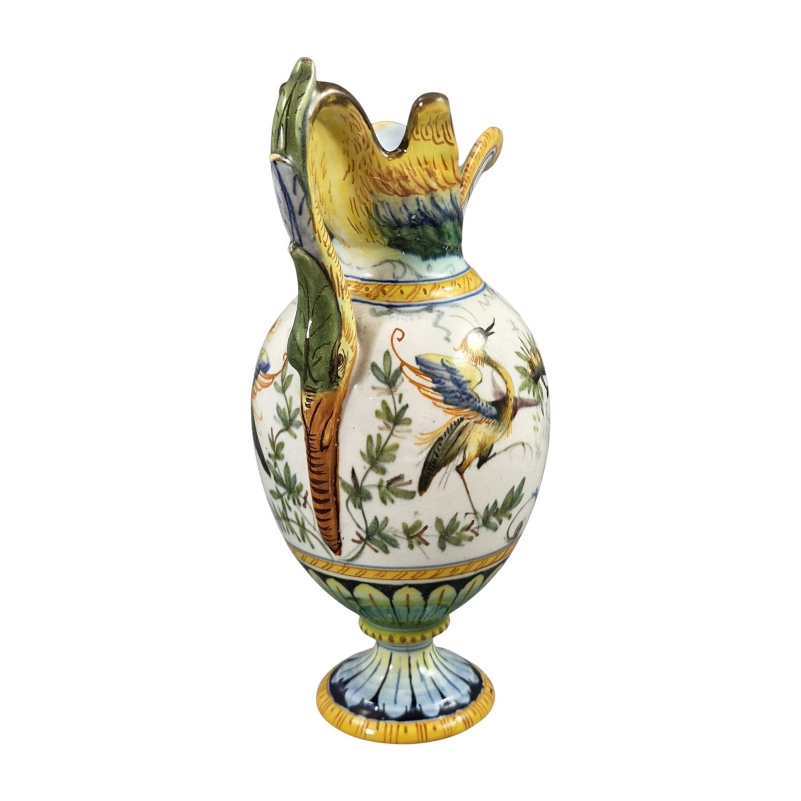 Italiaanse Cantagalli Renaissance Revival Majolica Ewer & Vase, Florence, ca. 1890 photo Woonaccessoires