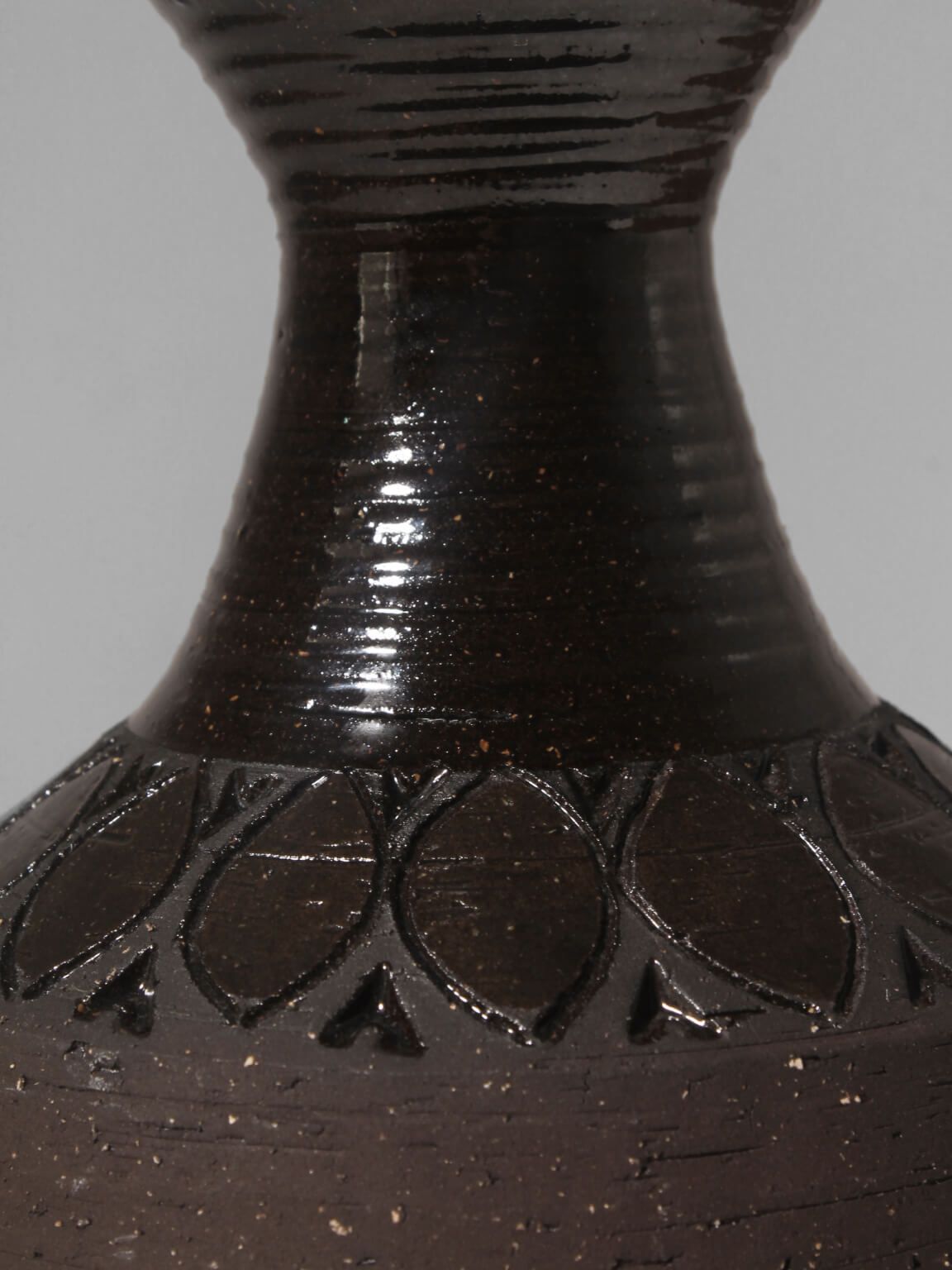 Mid Century Ethnic Brown Ceramic Vase, Signed photo furniture