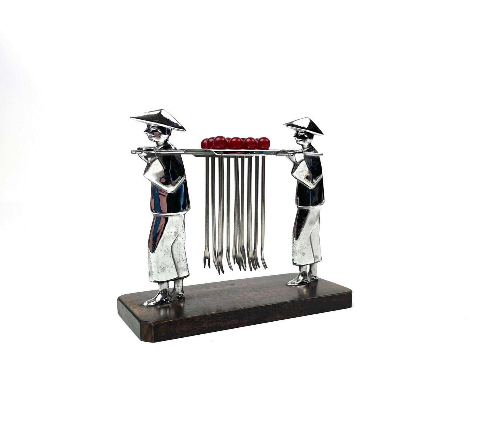 Original Stunning Rare Art Deco Sudre Cocktail Picks Sizzle Stir Sticks In Holder Barware Home Bar