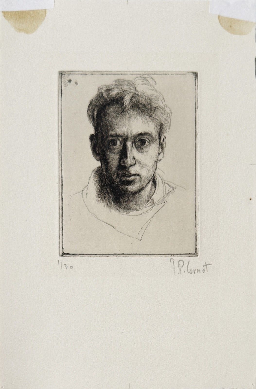 Jean Pierre Cornet Gesigneerde Genummerde Gravure Zelfportret Graveur