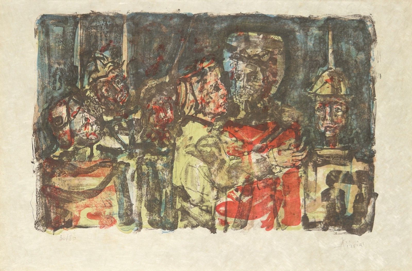 Paul Aïzpiri Lithografie Gesigneerd Genummerd La Demande 1980 Japan