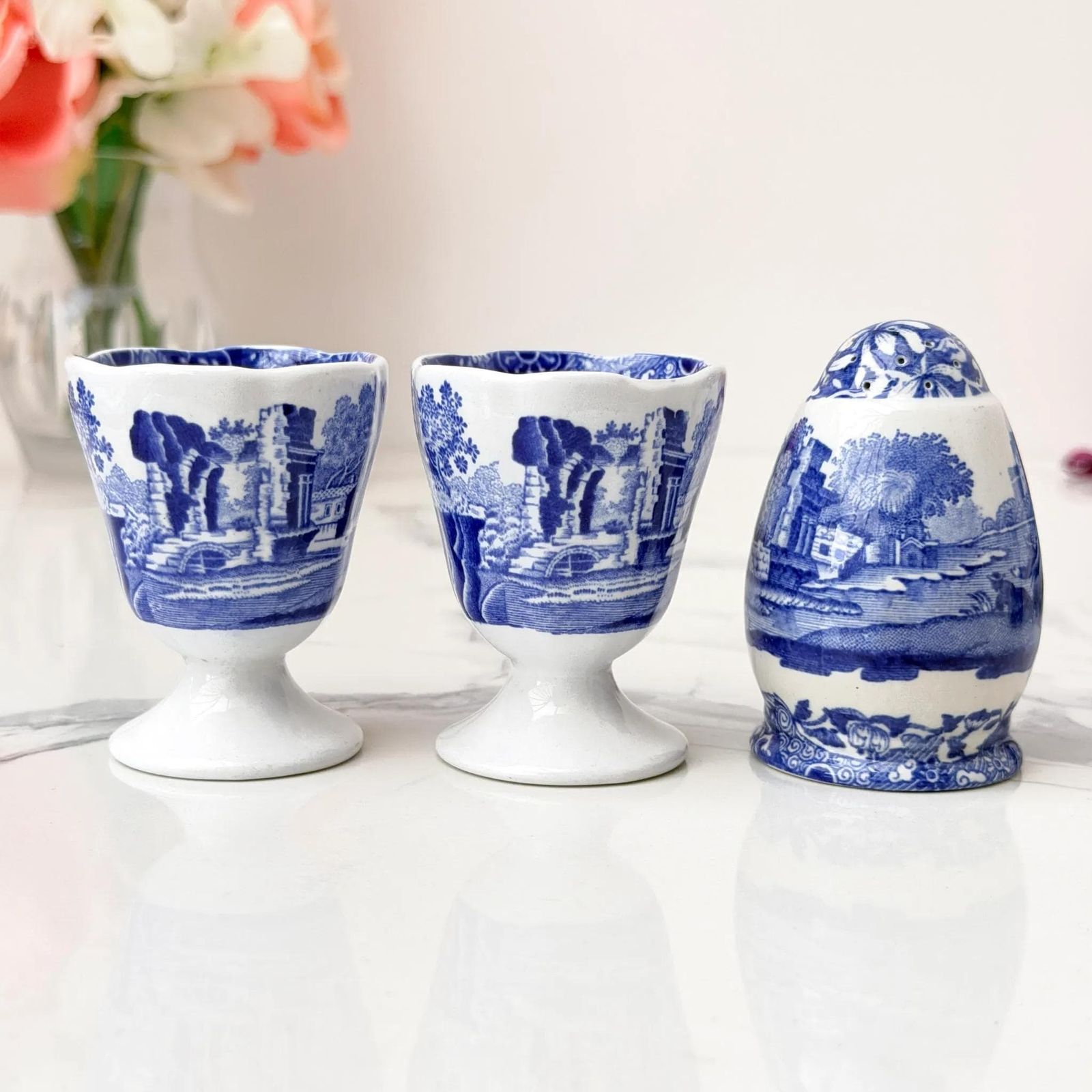 Copeland Spode Blue Italian 7 Piece Set Transferware 1891 1999 photo for sale