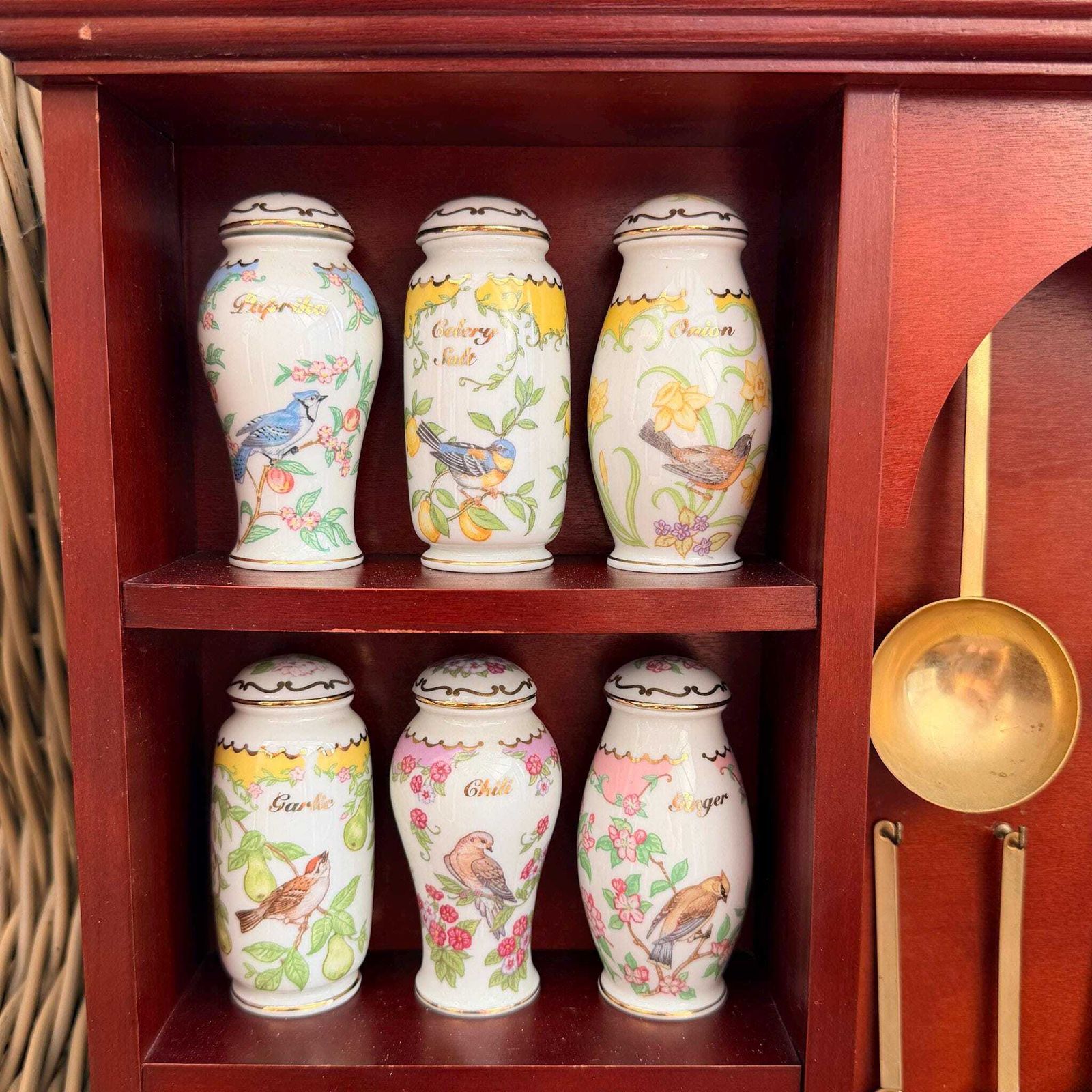 Lenox Birds & Blossoms Kruidenpotenset, Compleet met Displayrek, 1994 photo furniture