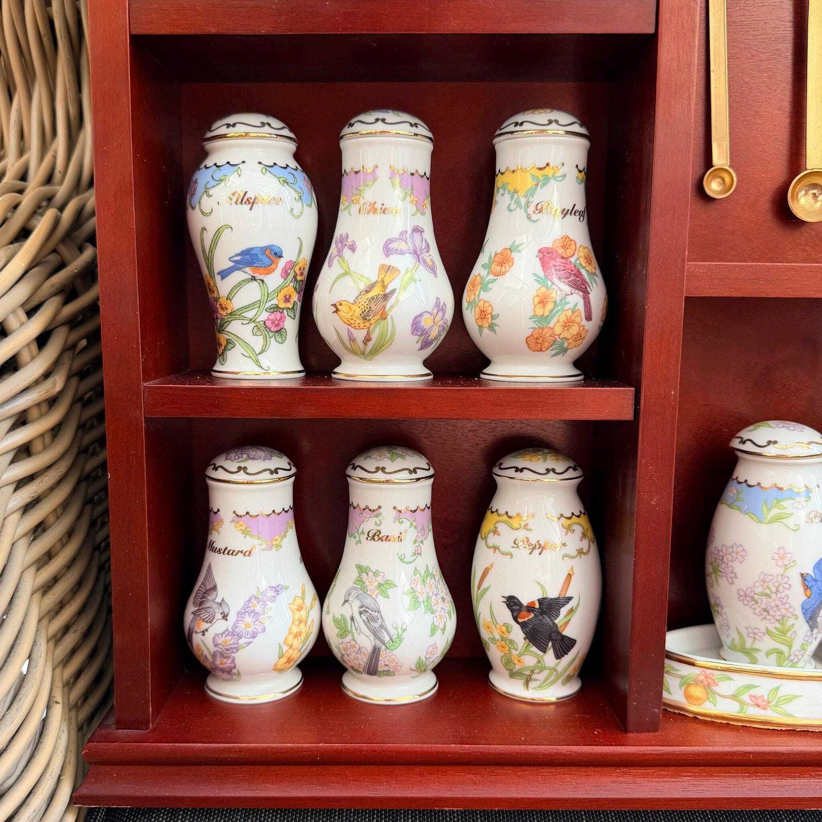 Lenox Birds & Blossoms Kruidenpotenset, Compleet met Displayrek, 1994 photo for sale