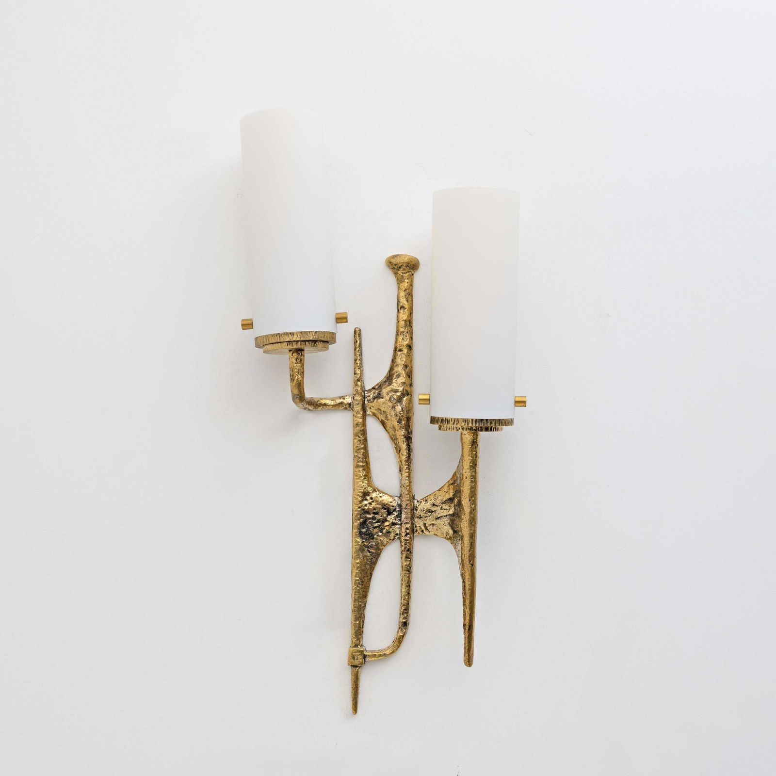 Pair Of Brutalist Bronze Wall And Murano Glass Sconces By Felix Agostini, 1990s photo furniture