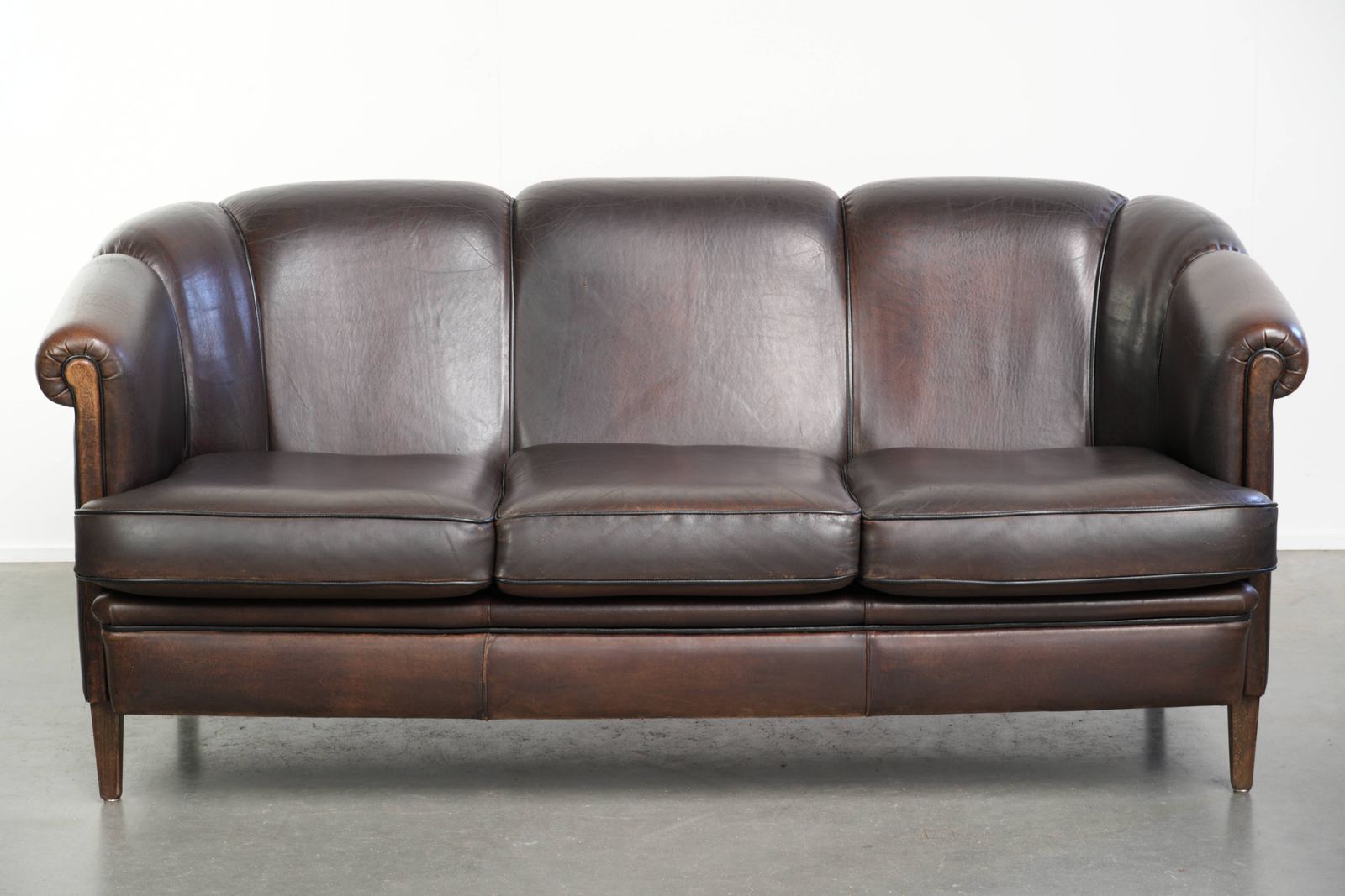 Furniture Beautiful Set Consisting Of A Sheepskin Sofa Together With Its Matching Club Armchair With A Luxurious Appearance photo