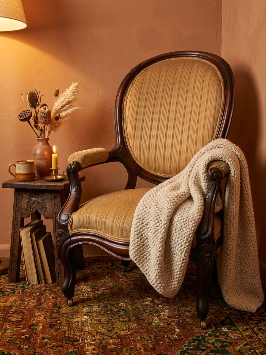 Antique Upholstered Chair Home Decor Accent Chair With Patina photo Furniture