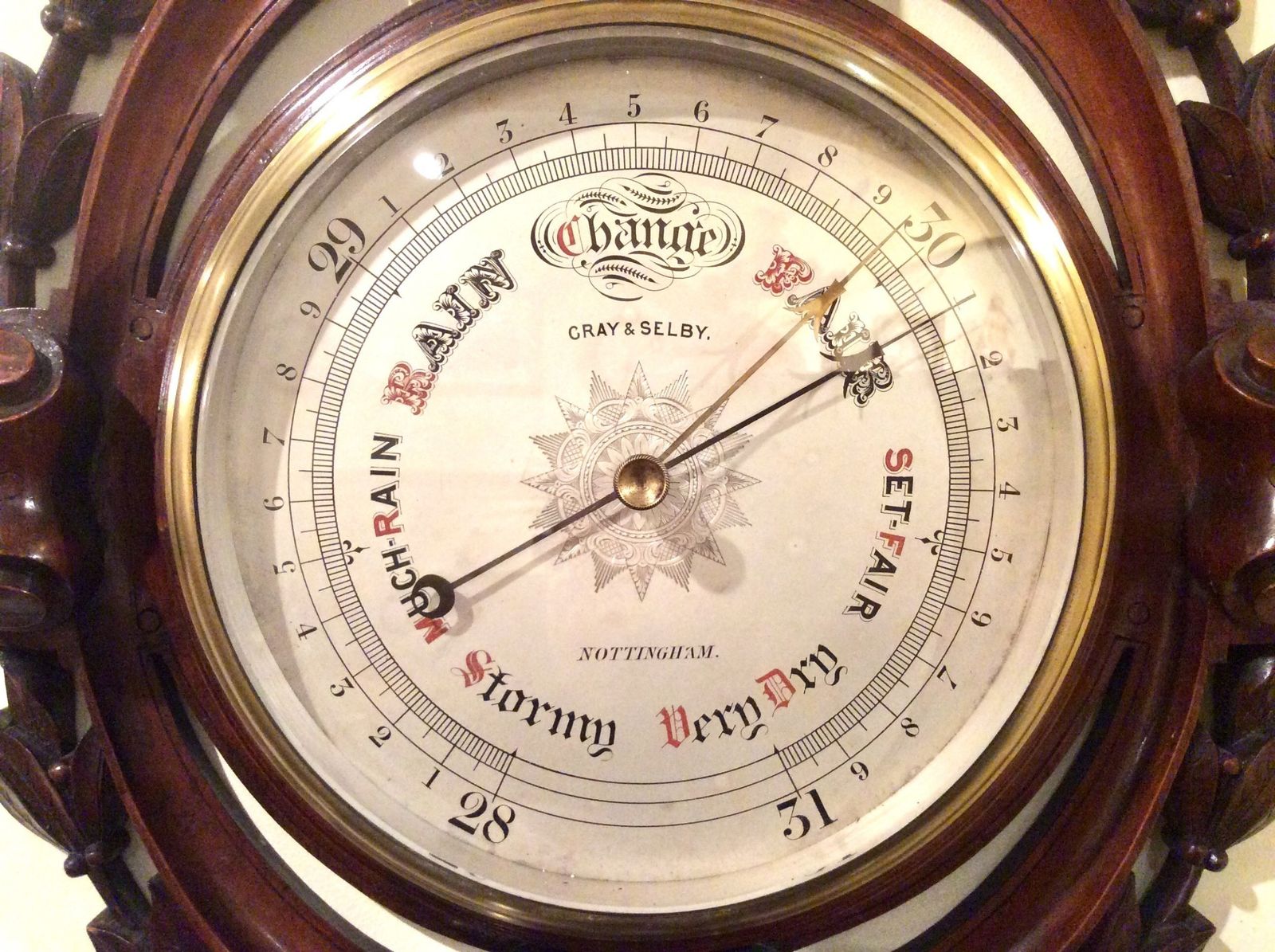 Superb Quality Antique Mahogany Negretti & Zambra Aneroid Barometer photo for sale