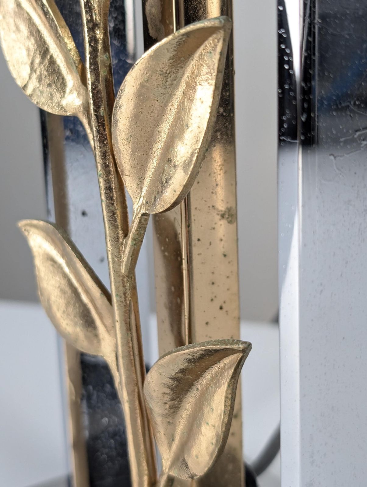 536.0 Maison Charles Chrome And Gilt Bronze Rose Table Lamp, France, 1970s photo
