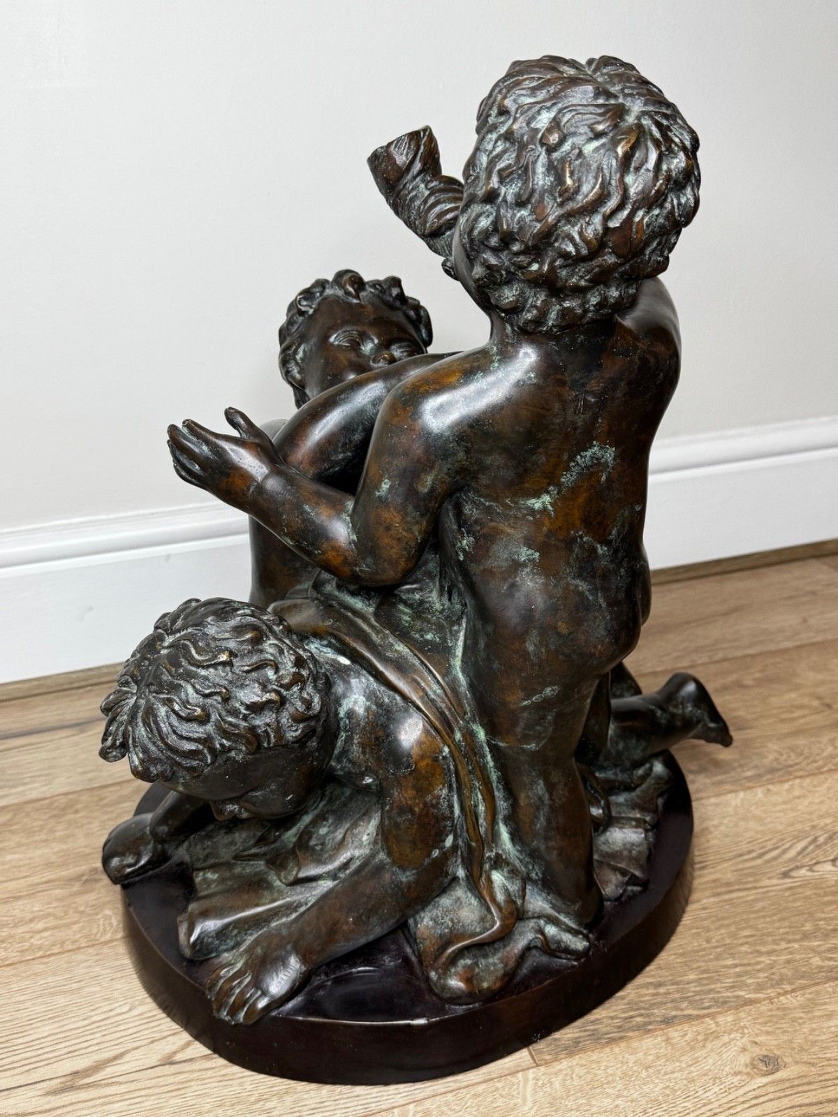 photo for sale Bronze Group Call Of The Triton Conch Sea Putti  In The Manner Of Claude Michel