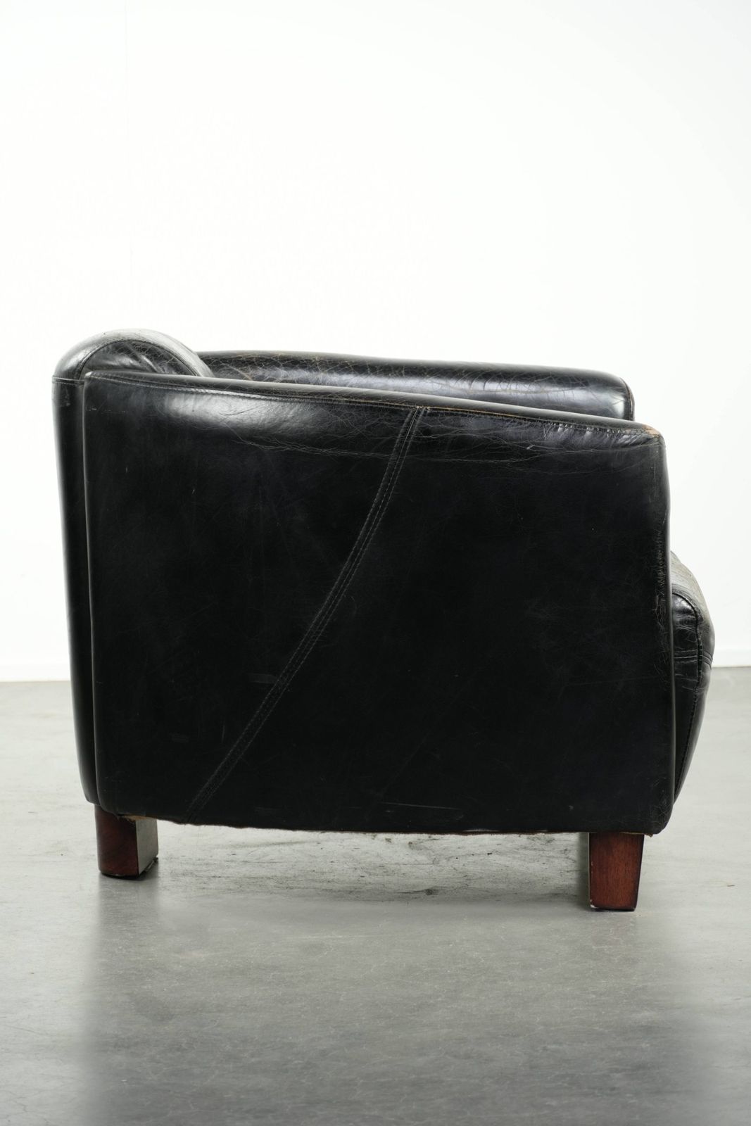 Nice Cowhide Aviator Armchair In Rugged Black Vintage Cowhide With A Tough And Rich Patina photo for sale