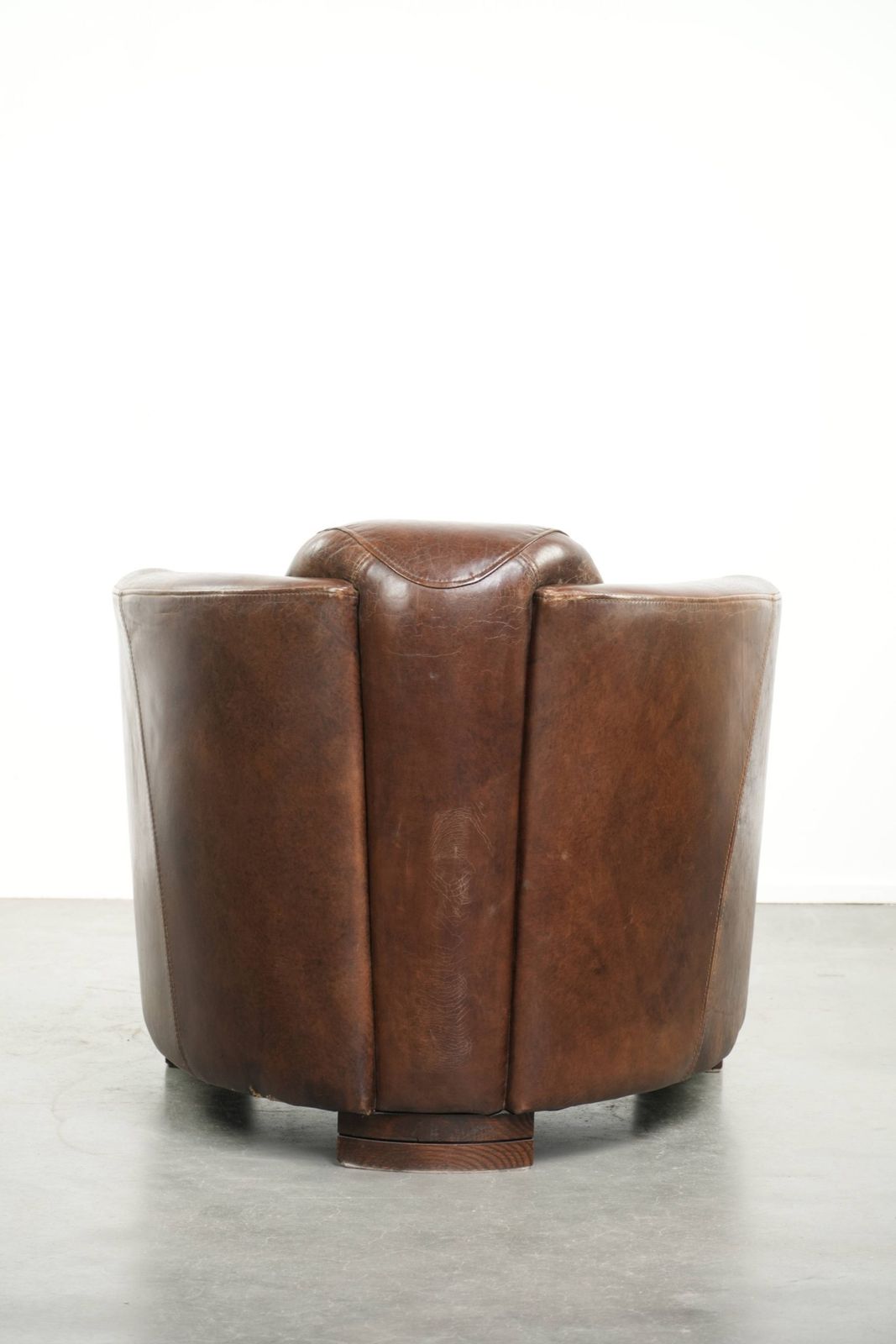 Characterful And Robust Dark Cognac Brown Cowhide Leather Aviator Design Armchair With An Interesting Shape photo Furniture