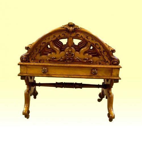 Rare Walnut Antique Canterbury With Drawer photo Home Decor
