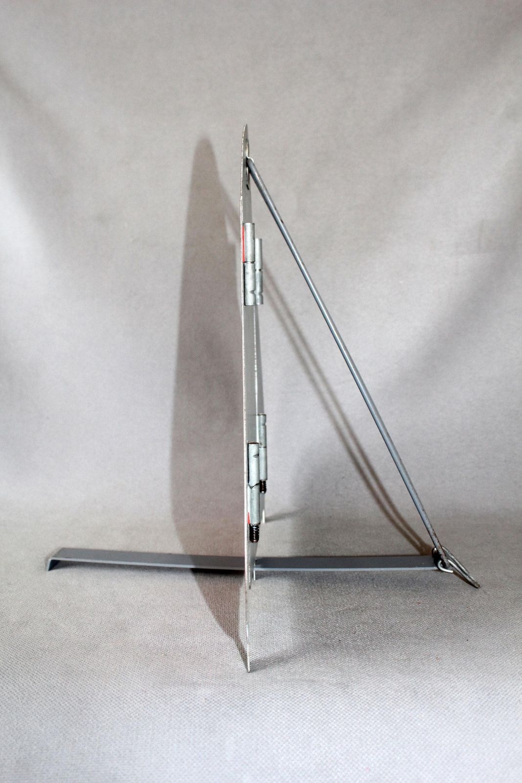 Large Vintage European Steel Folding A51 Triangle Road Warning Sign, Three Foldable Section, Red And White, Belgium Rog, Danger Hazard photo buy