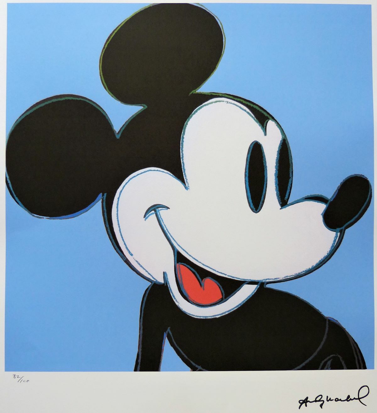Andy Warhol "Mickey Mouse Blau" Gesigneerde, Gelimiteerde Lithografie 56/100 photo furniture