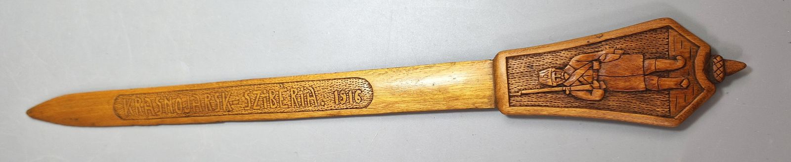 Wwi Hongaarse Pow Loopgraafkunst Gesneden Houten Briefopener, Krasnojarsk Siberië 1916 photo furniture