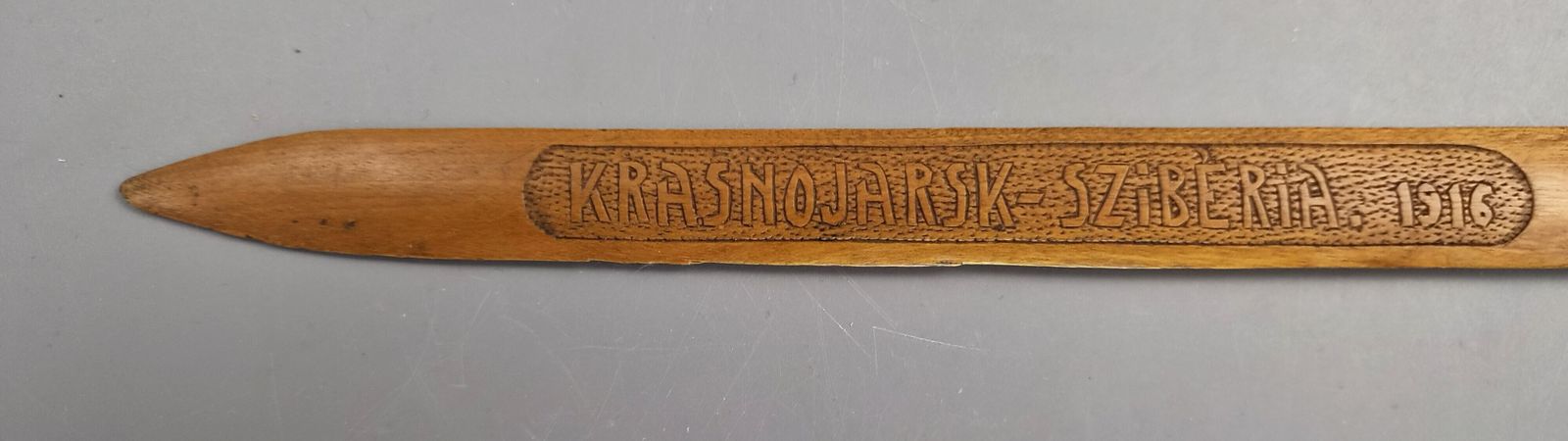 Wwi Hongaarse Pow Loopgraafkunst Gesneden Houten Briefopener, Krasnojarsk Siberië 1916 photo vinterior