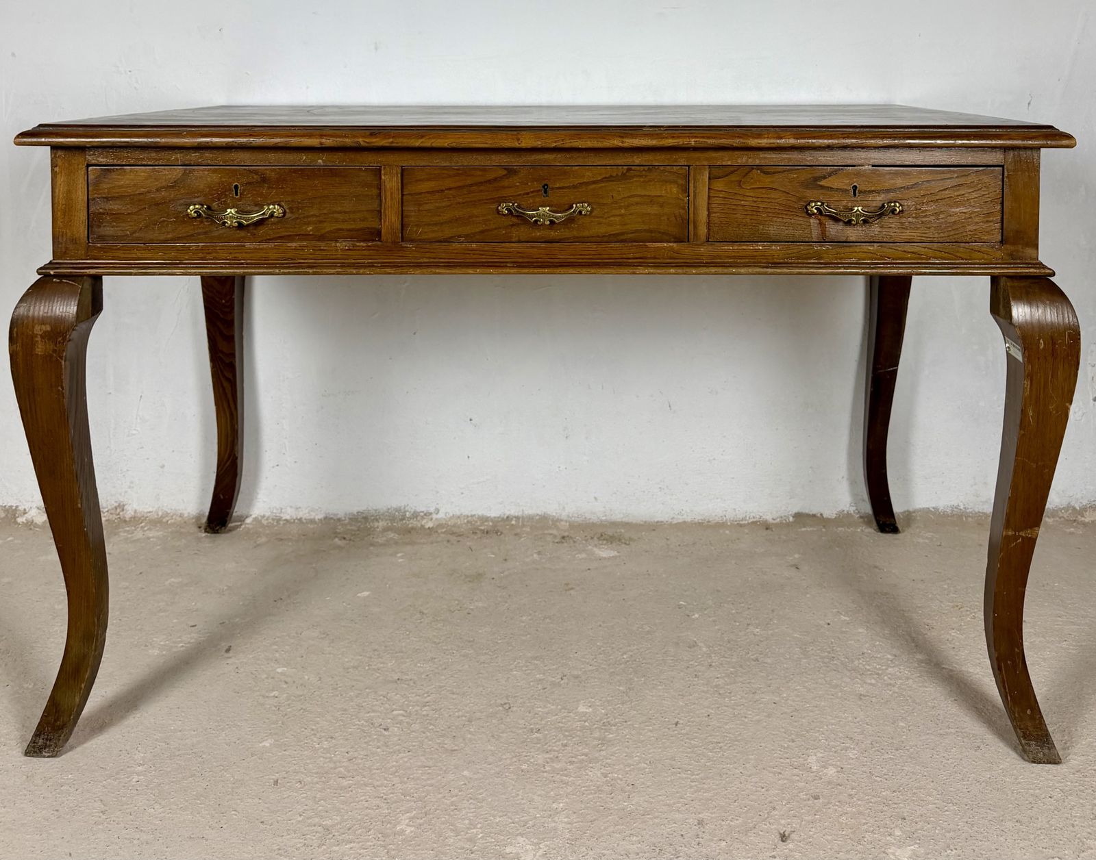 Spanish Oak Writing Desk With Three Drawers, Mid 20th Century photo furniture
