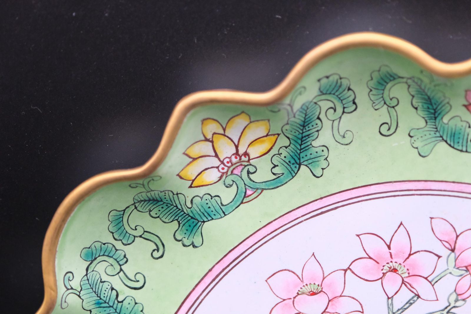 photo buy Pair Chinese Painted Enamel Plates (Hua Falang) | Qing Dynasty Style 19thc/20th | Bird & Peony Copper Plates