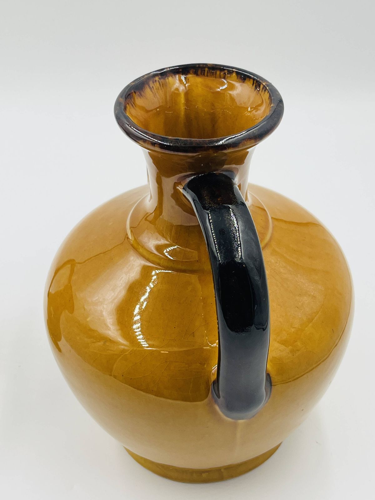 Pair Of Vintage Coulobres Vases In Ochre Ceramic photo Home Decor