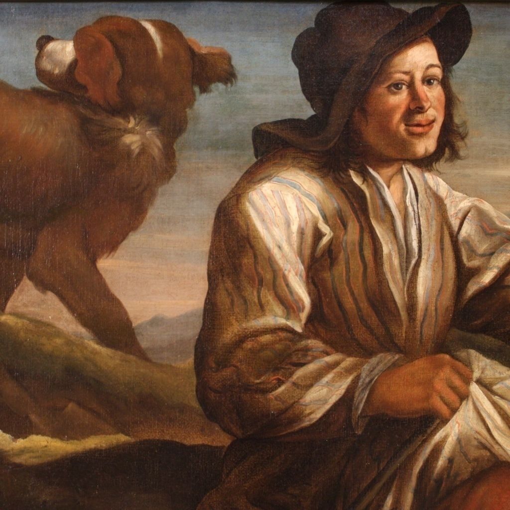 Lombardijns schilderij, 17e eeuw – Herder met zijn honden photo Kunst