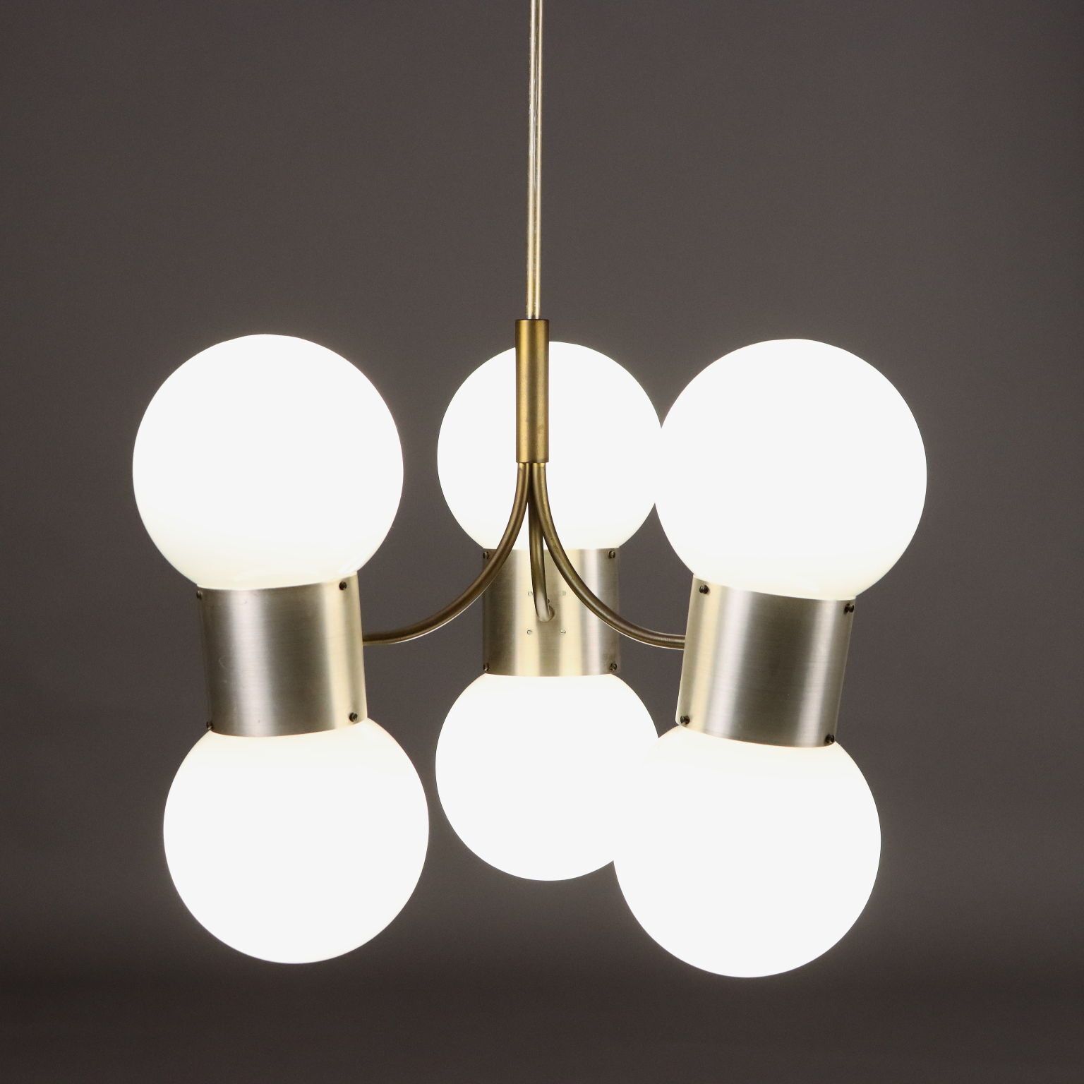 Vintage Ceiling Lamp Aluminium Glass Italy 1970s photo 330.0