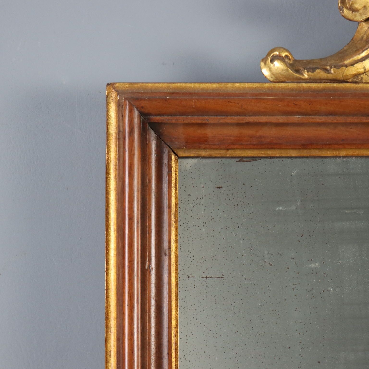 Antique Mirror Carved Walnut Candle Holders Italy XIX Century photo vinterior