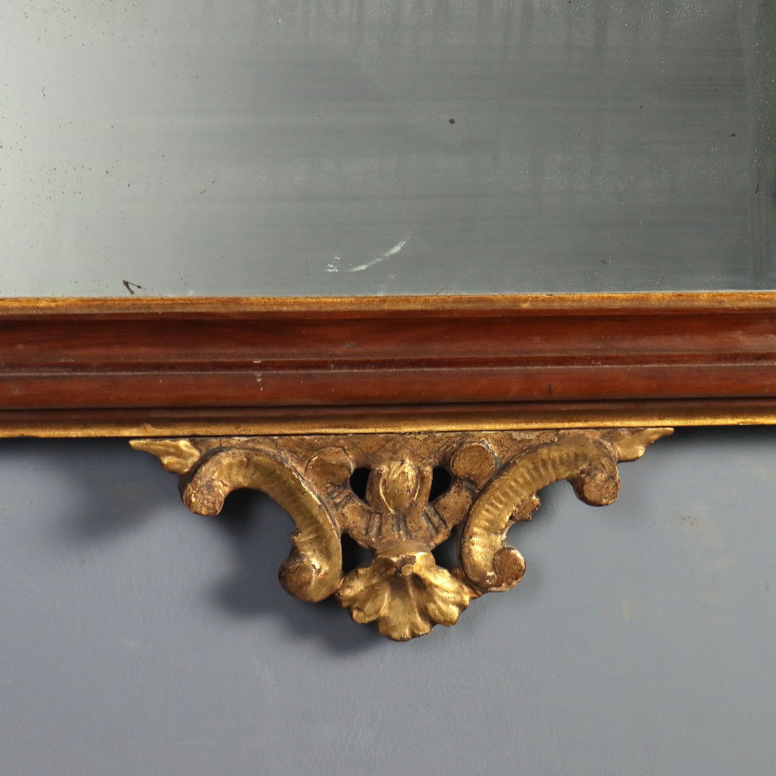 photo furniture Antieke Spiegel Gesneden Walnoot Kandelaars Italië 19e Eeuw