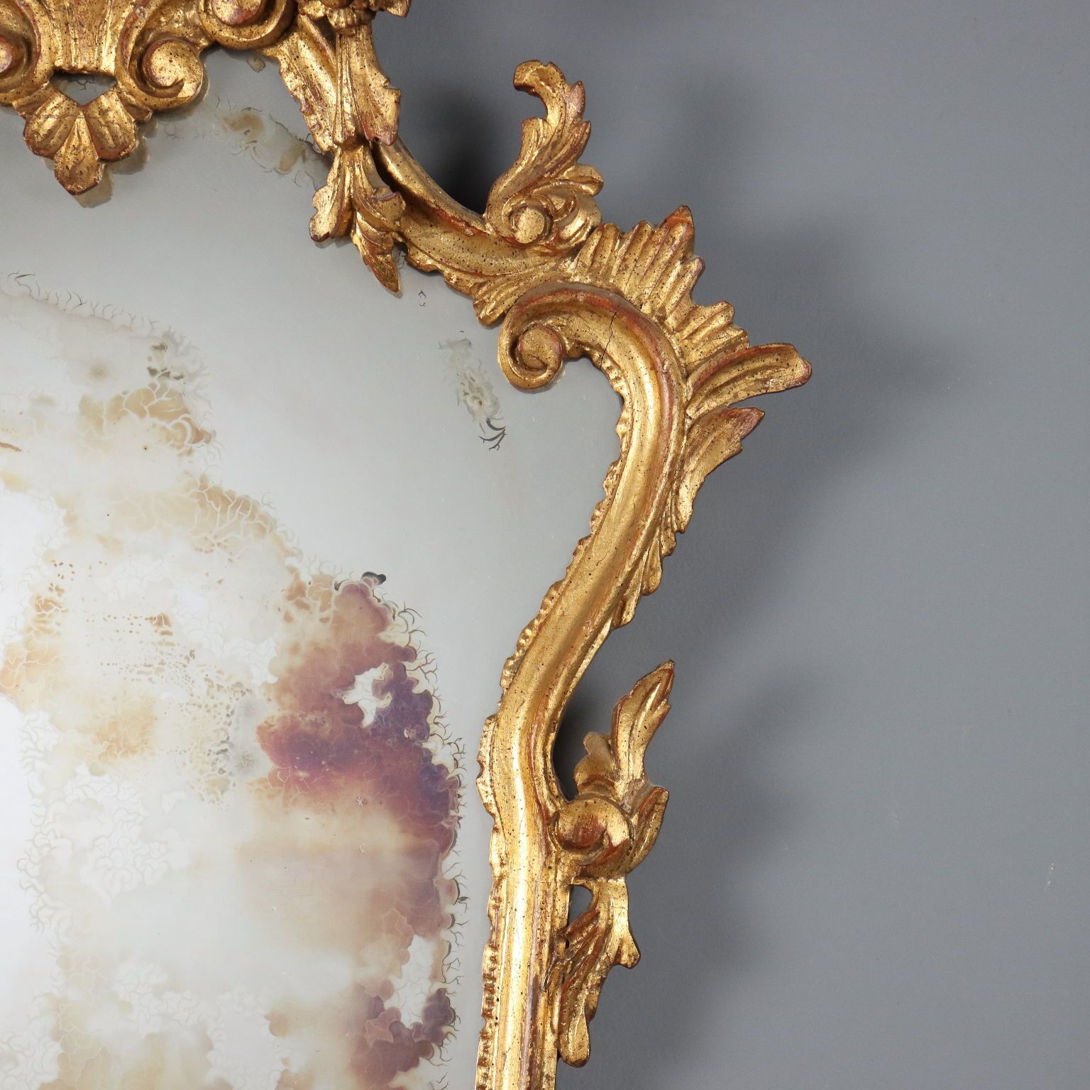 Miroir de style baroque en bois, Italie, XXe siècle photo vintage